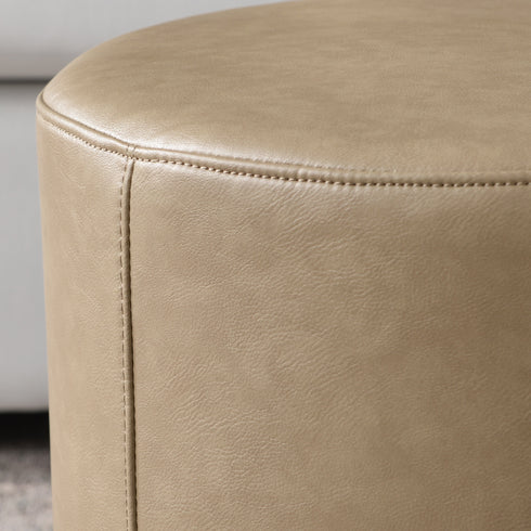 Elof Faux Leather Ottoman - Compact & Versatile Pouf | Living Room Footrest | Kinwell Furniture | Contemporary Ottomans